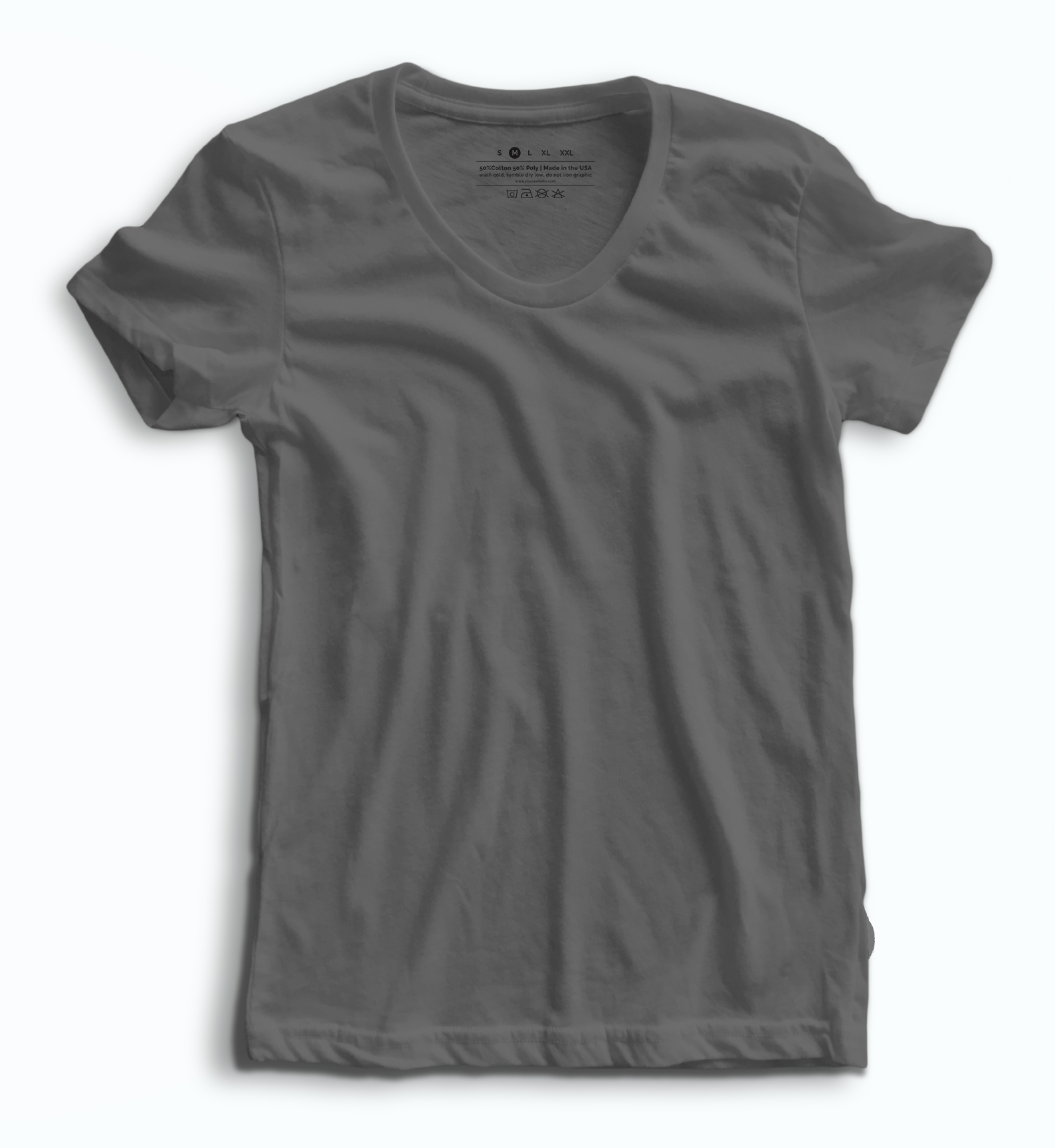 Kadın%20Basic%20Gri%20Bisiklet%20Yaka%20T-Shirt