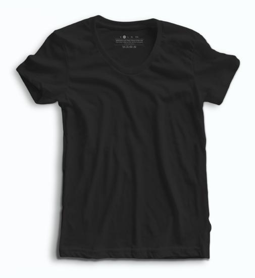 Kadın Basic Siyah Bisiklet Yaka T-Shirt