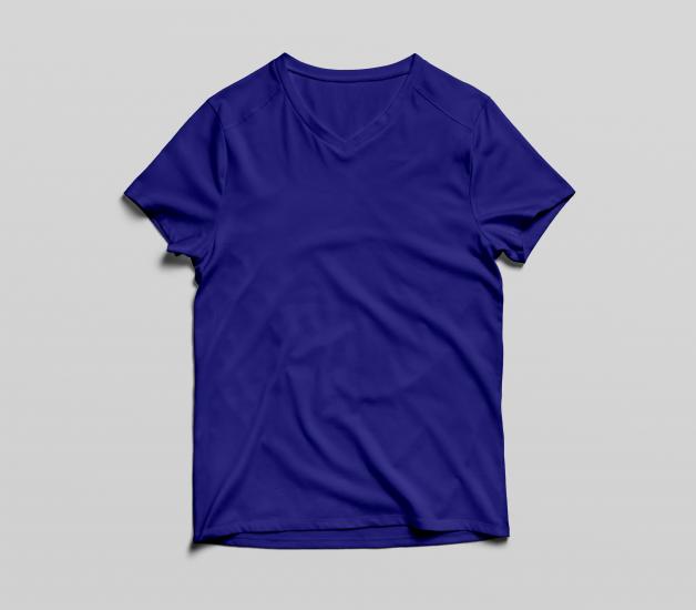 Erkek Basic Mavi V Yaka T-Shirt