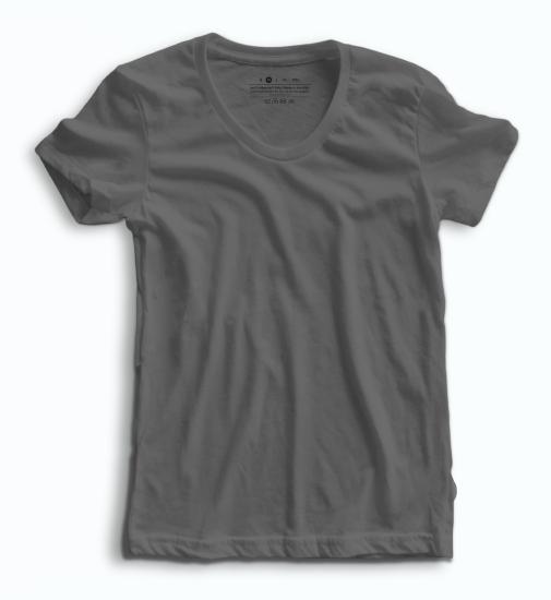 Kadın Basic Gri Bisiklet Yaka T-Shirt