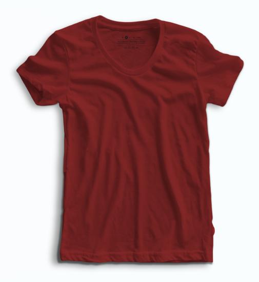 Kadın Basic Red Bisiklet Yaka T-Shirt