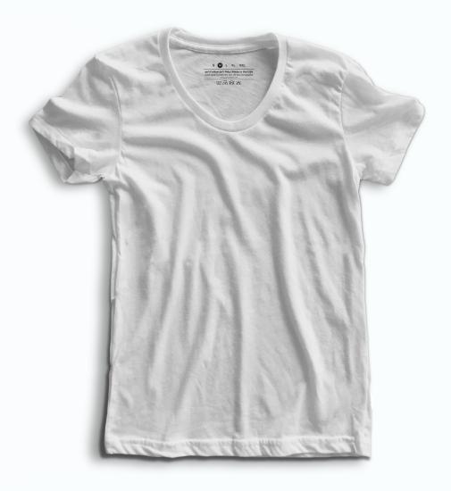 Kadın Basic Beyaz Bisiklet Yaka T-Shirt