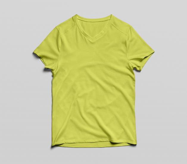 Erkek Basic Sarı V Yaka T-Shirt