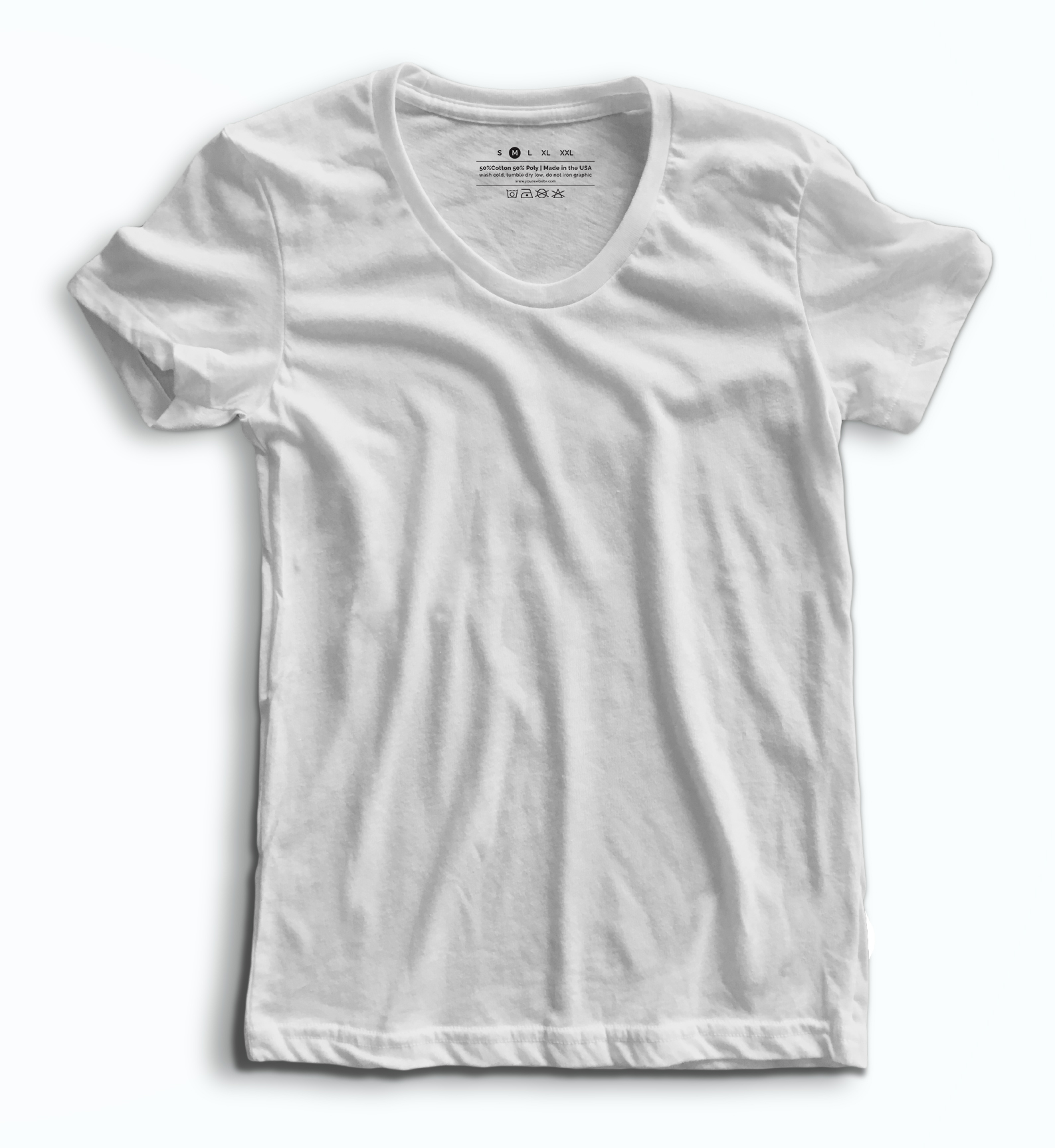 Kadın%20Basic%20Beyaz%20Bisiklet%20Yaka%20T-Shirt